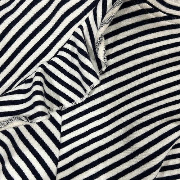Ruffle‎ Sleeve Striped Sweater S Black White Jersey Knit Casual Cropped Boho - Picture 6 of 8